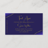 Luxury Royal Blue met Gold Decor Sparkly Diamonds Visitekaartje (Achterkant)
