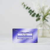 Luxury Royal Blue met Silver Decor en Monogram Visitekaartje (Staand voorkant)