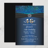 Luxury Royal Blue Ribbon Sweet 16 Kaart (Voorkant / Achterkant)