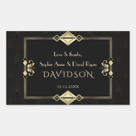 Luxury Royal Gold Black Art Deco 1920s Wedding Rechthoekige Sticker