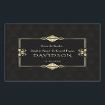 Luxury Royal Gold Black Art Deco 1920s Wedding Rechthoekige Sticker<br><div class="desc">Royal Gold Black Great Gatsby Wedding-design met een Great Gatsby,  Roaring 1920's oude Hollywood Art Deco-stijl,   lettertypen,  op een zwarte getextureerde achtergrond met een Art Deco-patroon. Gebruik het gereedschap Personaliseren om je gegevens toe te voegen. Ga voor meer informatie naar mijn Royal Gold Black Art Deco Style Collectie.</div>