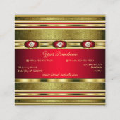 Luxury Royal Gold Patterned Red en Faux Gemstenen Vierkante Visitekaartje (Achterkant)