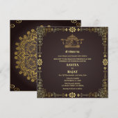 Luxury Royal Indian Wedding Invitation Kaart (Voorkant / Achterkant)