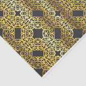 Luxury Royal Oriental Gold Damask-patroon op zwart Tissuepapier (Detail)