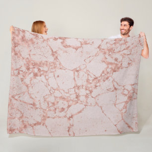 Luxury Roze Blush Glitter Marble Fleece Deken