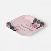 Luxury roze en Black Floral Inking Wedding Papieren Bordje (Gebogen)