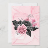 Luxury roze en zwarte Floral Inking Wedding Invita Kaart (Achterkant)