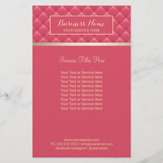 Luxury roze gewatteerde moderne goudzalonspa flyer (Voorkant)