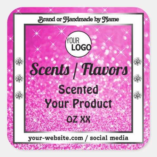 Luxury roze mousserende glitter Product Labels Log (Voorkant)