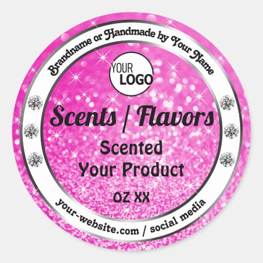 Luxury roze mousserende glitter Product Labels Log (Voorkant)