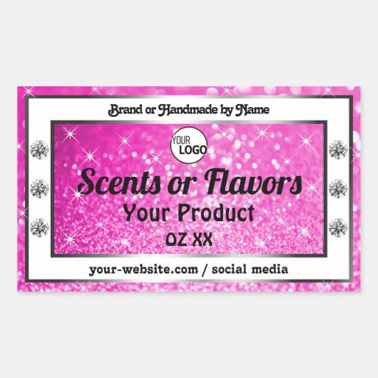 Luxury roze mousserende glitter Product Labels Log (Voorkant)