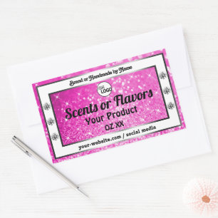 Luxury roze mousserende glitter Product Labels Log