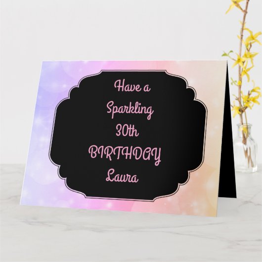 Luxury roze op maat 30th Birthday Kaart (Gele Bloem)