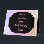 Luxury roze op maat 90th Birthday Kaart<br><div class="desc">Luxury Pink en Black persoonlijke Happy 90th Birthday Greetings Kaart.</div>