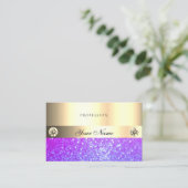 Luxury roze Paarse Glitter Diamonds Luminous Gold Visitekaartje (Staand voorkant)