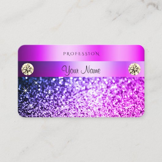 Luxury Roze Paarse Glitter Diamonds Professional Visitekaartje (Voorkant)