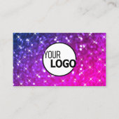 Luxury roze Paarse glitter Luminous Stars en Logo Visitekaartje (Voorkant)