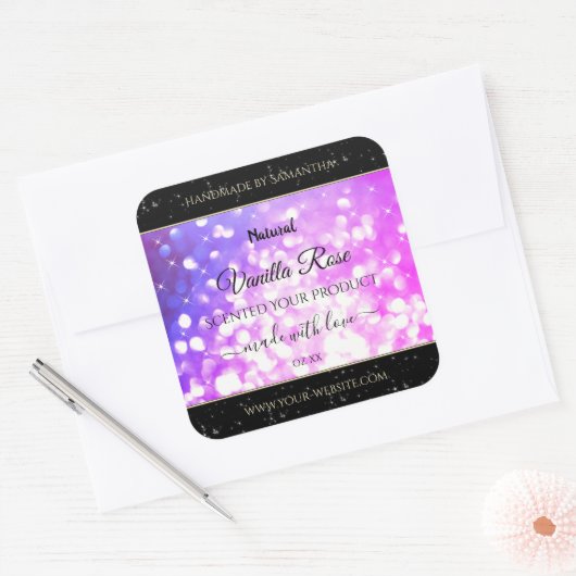 Luxury roze Paarse glitter Sparkle Product Labels (Envelop)