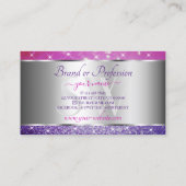 Luxury roze Paarse Glitter Stars Initialen Silver Visitekaartje (Achterkant)