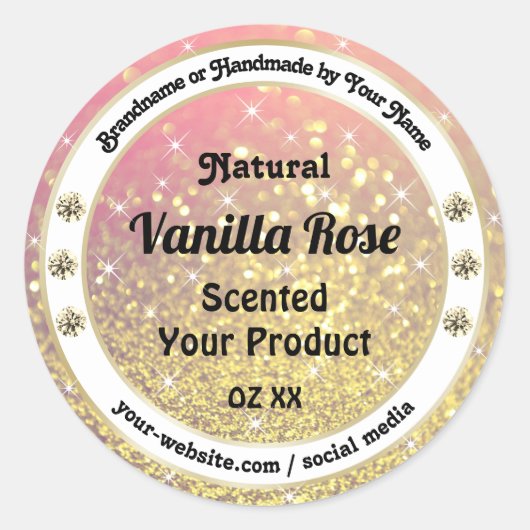 Luxury Roze Paarse Gold Glitter Product Labels (Voorkant)