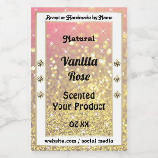 Luxury Roze Paarse Gold Glitter Product Labels Voedselcontainer Etiket