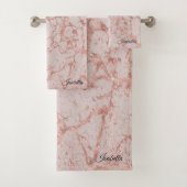 Luxury roze Roze Blush Glitter Marble Customize Bad Handdoek (Insitu)