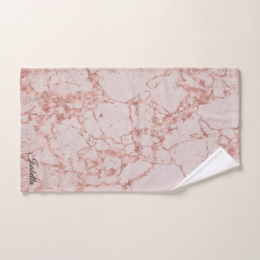 Luxury roze Roze Blush Glitter Marble Customize Bad Handdoek (Handdoek)