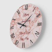 Luxury roze Roze Blush Glitter Marble Customize Grote Klok (Hoek)