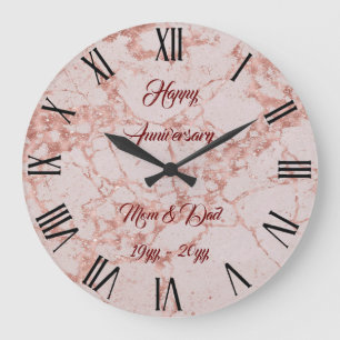 Luxury roze Roze Blush Glitter Marble Customize Grote Klok