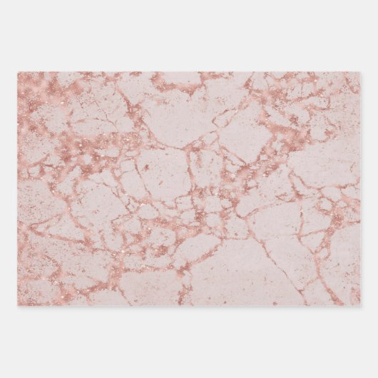 Luxury roze Roze Blush Glitter Marble Customize Inpakpapier Vel (Voorkant 3)
