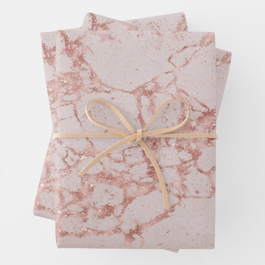 Luxury roze Roze Blush Glitter Marble Customize Inpakpapier Vel (In situ)