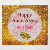 Luxury roze Roze Blush Glitter Marble Customize Sparkling Wijnetiket (Enkel label)