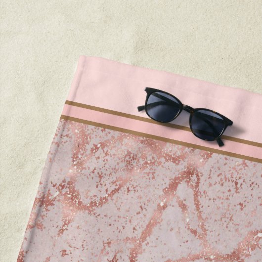 Luxury roze Roze Blush Glitter Marble Customize Strandlaken (In situ)