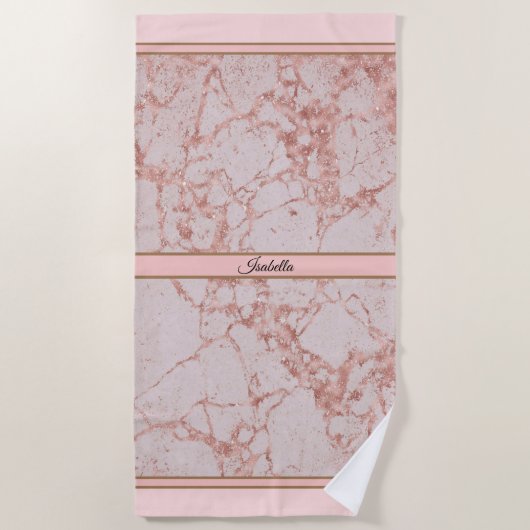 Luxury roze Roze Blush Glitter Marble Customize Strandlaken (Voorkant)