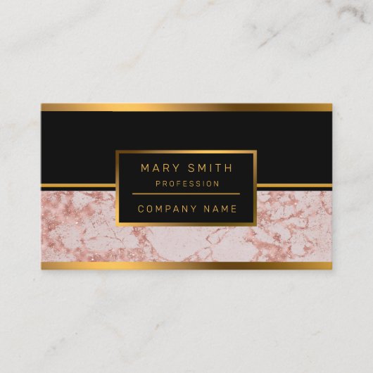 Luxury roze Roze Blush Glitter Marble Customize Visitekaartje (Voorkant)