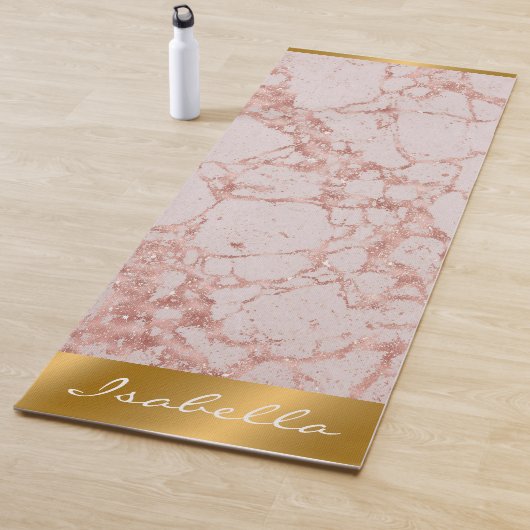 Luxury roze Roze Blush Glitter Marble Customize Yogamat (In situ)
