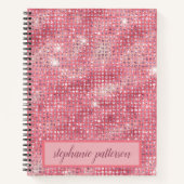 Luxury roze Shimmering Sequins Custom Name Notitieboek (Voorkant)