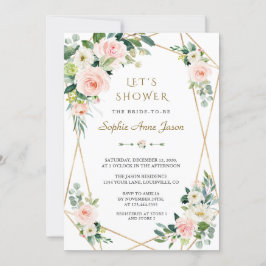 Luxury roze White Flowers Gold Lijst Vrijgezellenf Kaart