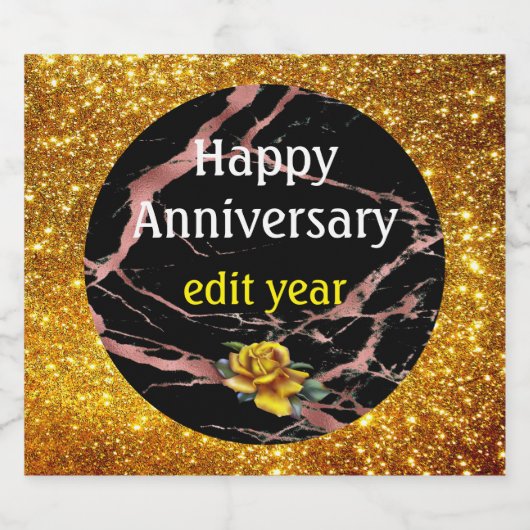 Luxury roze zwarte marmer past aan sparkling wijnetiket (Enkel label)