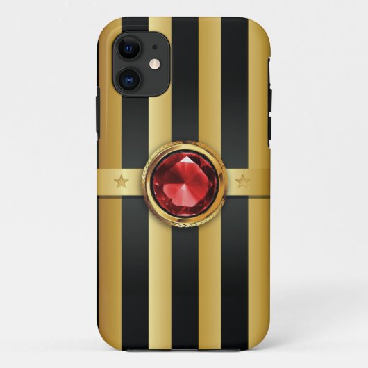 Luxury Ruby Gemstone Gold Stripes iPhone 5 Hoesje (Achterkant)