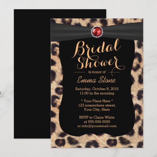 Luxury Ruby Pareltjes Leopard Print Vrijgezellenfe Kaart (Voorkant / Achterkant)