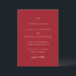 Luxury Ruby Red Elegant Wedding Kaart<br><div class="desc">Luxury ruby red wedding invitation, designed for couples embracing a bold, romantic, and elevated style. Featuring a rich jewel-toned background paired with elegant typography, this design captures the essence of modern romance and timeless sophistication. Deep red hues symbolize passion and celebration, making this perfect for formal, evening, or black-tie weddings....</div>