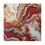 Luxury Ruby Red Gold Liquid Marble Agate Fluid Art Tegeltje (Voorkant)