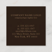 Luxury Rustic Beige Gold Linen Texture Vierkante Visitekaartje (Achterkant)