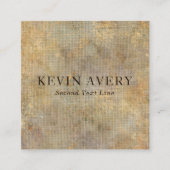 Luxury Rustic Beige Gold Linen Texture Vierkante Visitekaartje (Voorkant)