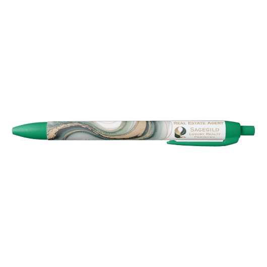 Luxury Sage & Gold Marble Realtor Personalized Pen (Bodem)