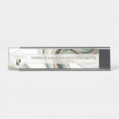 Luxury Sage Gold Marble Sleek Realtor Office Logo  Bureau Naambordje (Voorkant)