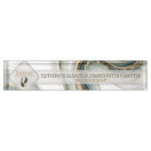 Luxury Sage Gold Marble Sleek Realtor Office Logo  Naambordje (Voorkant)