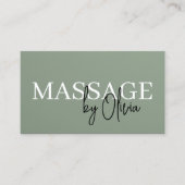 Luxury Sage Green Massage Therapist QR Code  Visitekaartje (Voorkant)