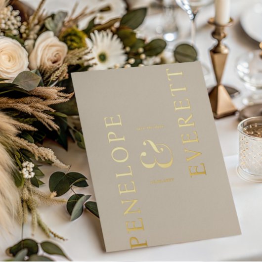 Luxury Save the Date | Modern Vertical Name Folie Uitnodiging